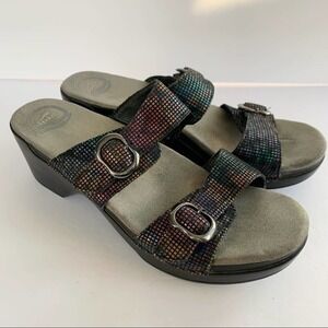 Dansko Sophie Stained Glass Holographic Rainbow Double Strap Sandal EU42